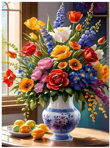 Xobers art Diamond Painting Adulte Fleur, Diamant Painting Fleur, Peinture Diamant Adulte Fruits et Fleurs, Diamond Painting pour Décoration Maison et Cadeau 30x40cm