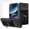 MEMELOKA Funda para OnePlus Nord 4 con Cristal Templado, Carcasa de PC Dura y TPU Bumper Antigolpes Funda[Cubierta de Cámara Deslizante][Ranura para Tarjeta][Soporte Giratorio], Negro