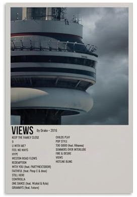 Aubrey Drake Graham Views Sängeralbum, Musikalbum, Druck, Signatur-Poster, Pop-Sängeralbum, Wandkunstdruck, Gemälde, Leinwand, Dekoration, Teenager, Schlafzimmer, Dekoration, 30 x 45 cm, ungerahmt, 37