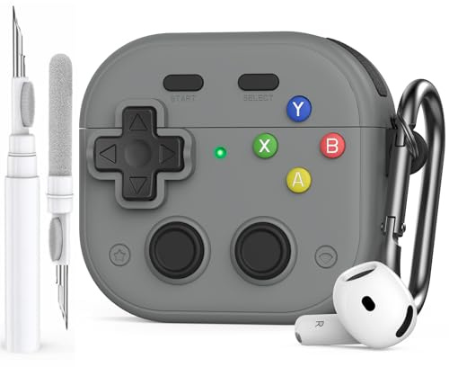 AhaStyle Spielkonsolen-Design Hülle für AirPods 5/ AirPods 4 | mit Sicherem Verschlussclip, Retro-Spielkonsole Design, Kabelloses Laden, Rundumschutz, Stoßfest TPU, AirPods 5/4. Gen Case