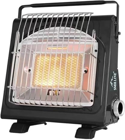 SMH LINE® Chauffage à gaz portable 2 en 1 - Chauffage à gaz pour camping - Chauffage d'extérieur - 1,7 kW - Brûleur + cartouches de gaz butane - Chauffage en céramique (chauffage au gaz)
