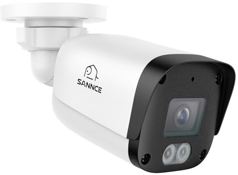 SANNCE 5MP POE Bullet Camera with Audio, Outdoor Security Camera, Human/Vehicle Detection, 30m Night Vision, 2.8mm Wide Angle, IP67 Weatherproof, No Power Adapter
