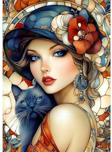KEYIFA Elegante Frau Diamond Painting Set, 5D DIY Vollbohrer Basteln Bilder Diamond Painting mit ZubehöR, Crystal Art Foto Diamond Painting FüR Erwachsene, Home Wand Dekor 30x40cm