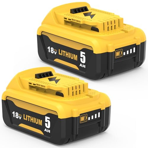 2X 18V 5000mAh Remplacement pour Dewalt Batterie 18V DCB184 DCB180 DCB181 DCB182 DCB200 DCB201 DCB201-2 DCB200-2 DCB204-2 DCB205-2 Outils électriques Compatibles
