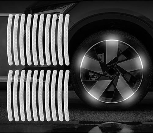 YPFYBHD 20 Stück Reflektierende Streifen für die Radnabe des Autos, Kompatibel für Lincoln Continental Zephyr, Leuchtende Dekorative Aufkleber für die Nachtsicherheit,D-White