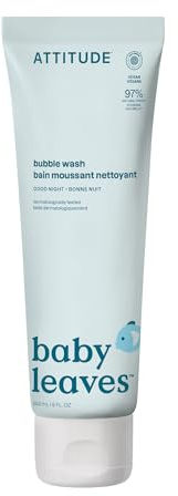 ATTITUDE Bubble Body Wash for Baby, EWG Verified, Dermatologically Tested, Plant and Mineral-Based, Vegan, Good Night, 240 mL