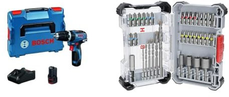 Bosch Professional 12V System Akku Schlagbohrschrauber GSB 12V-35 + 35x Extra Hard Schrauberbit‑ und CYL-3 Bohrer-Set (197 x 110,5 mm)
