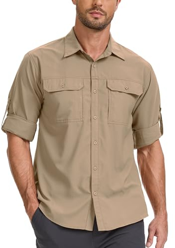 Jogwits Chemise Safari Homme UPF50+ Protection UV Manches Longues