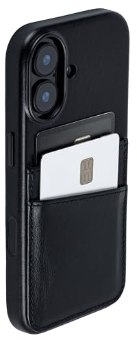 Dockem Kartenetui aus Echtem Leder für iPhone 17 mit Kamerasteuertaste und Genähte Geldbörse mit Zwei Kartenfächern (Schwarz, M2GL)