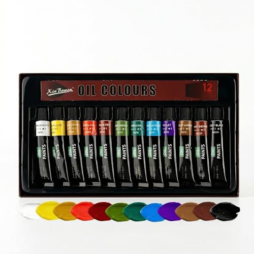 XAQAMY Ölfarben Set 12x12ml, Aluminiumtuben – Hochpigmentierte Farben für Einsteiger & Plein-Air – Geschmeidige Ölmalfarben, Lichtecht, Premium Geschenkset für Leinwand Malerei