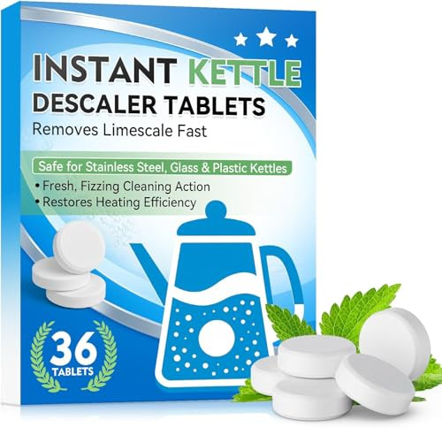 Kettle Descaler Tablets, 36 Pack Limescale Remover, Water Bottle Cleaning Tablets, All Purpose descaler for Kettles Tablets, Kettle Cleaner, Descaling Tablets for Kettles, Irons, Coffee Machines