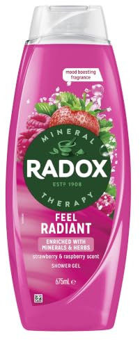 Radox Mineral Therapy Feel Radiant Shower Gel 675ml, 6 Pack - Revitalising Body Wash with Natural Minerals, Energising Citrus Scent, Refreshing Daily Cleanse for Soft Smooth Skin