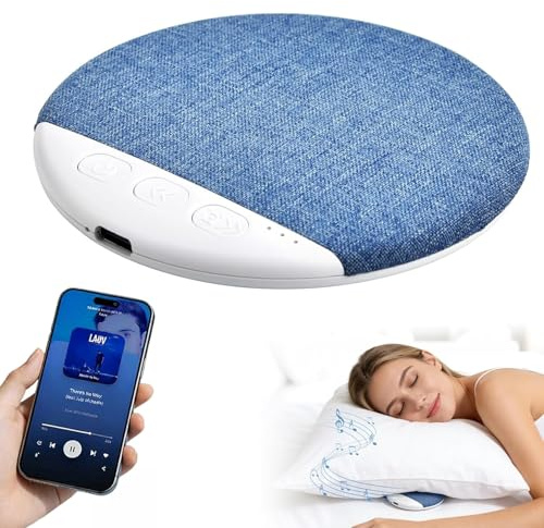 Pipihome Pillow Speaker Bluetooth, Bone Conduction Under Pillow Speaker for Sleeping, Portable Speakers Wireless Bluetooth with White Noise & Timer, Private Sleep Headphones for Side