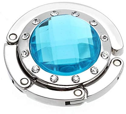 Liroyal Round Foldable Purse Hook Holder Portable Handbag Hanger, 9 cm, Light Blue