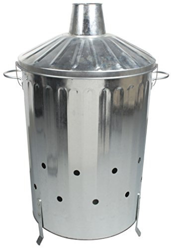 CrazyGadget Small Medium Large Extra Large Galvanised Metal Incinerator Fire Burning Bin with Special Locking Lid (90 Litre)