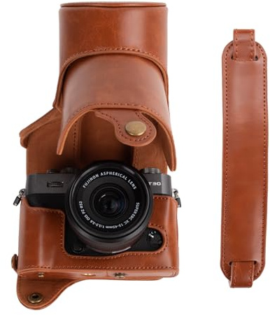 kinokoo Custodia per Fujifilm XT10 T20 XT30 XT30 II XT30 III, custodia protettiva in pelle PU Fuji X-T30 III X-T30 II X-T30 X-T20 X-T10 con obiettivo 16-50 mm e 18-55 mm - con tracolla - Marrone