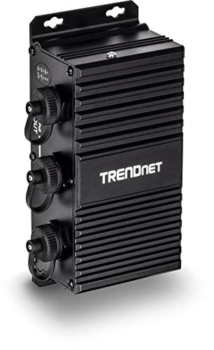 TRENDnet, TI-EU120, 2-Port Industrial Outdoor Gigabit UPoE Extender, verlängert 100 m – Gesamtentfernung bis zu 200 m (656 Fuß), unterstützt PoE (15,4 W), PoE+ (30 W), UPoE (60 W), IP67-Gehäuse