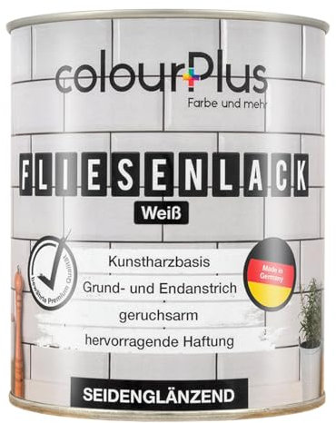 colourPlus® Pintura para azulejos (750, blanco) brillo sedoso 1K Esmalte para azulejos, blanco y resistente - Pinta los azulejos con facilidad- Pintura para baldosas