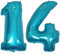 DIWULI Luftballon 14 Geburtstag XL Blau - Zahlen-Ballon Deko