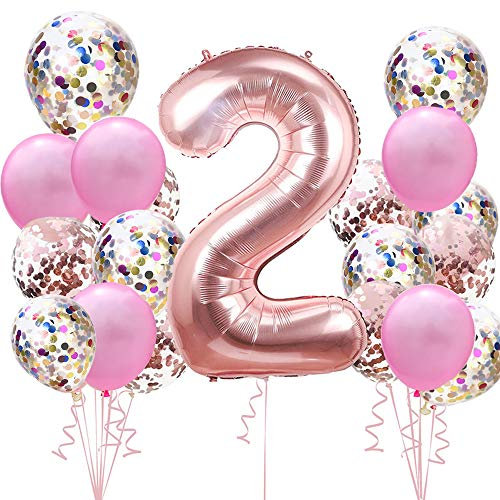 Palloncini Compleanno Oro Rosa per 2 Anni Bambina Ragazze: 40 Numero 2 Giganti Elio Gonfiabili Numeri Palloncini 100cm,Pink Palloncino Coriandoli Balloons per Bimba Bambino Donna Feste Decorazioni