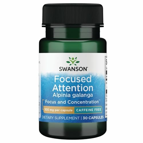 Swanson Gezielte Aufmerksamkeit, Galgantwurzel (Alpinia galanga) 300mg, Fokussierung und Konzentration, Nahrungsergänzungsmittel mit Pflanzenextrakten, 30 kapseln
