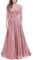 MIUSOL Women's Retro Floral Lace 3/4 Sleeve Wedding Bridesmaid Maxi Dress (Medium, Pink)