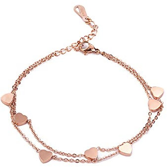 RaGud Rosegold Herzen Damen Armband Einstellbar für Valentinstag, Weihnachten, Geburtstagsgeschenke
