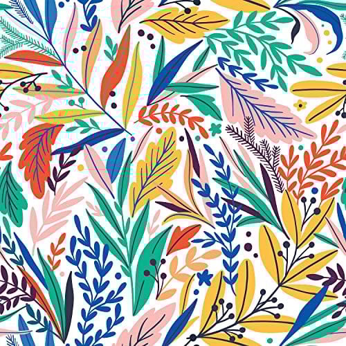 Dschungel Tapete Selbstklebend 44.5cm X 10m Buntes Blumen Mustertapete Klebefolie Möbel Wandtapete Grün/Blau/Rosa Wasserdichte PVC Folie für Möbel Tür Schrank Küche Tapeten Wohnzimmer Schlafzimmer