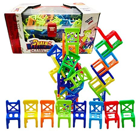 szyymy 100 PCS Balancing Chairs Game, Family Stack, Intelligence and Balance Toy, Table Games for Children and Adults