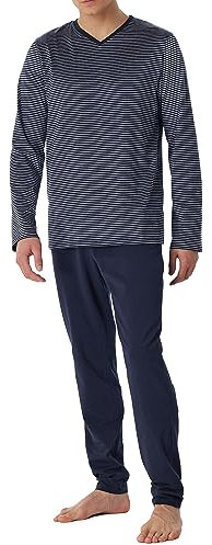 Schiesser Herren Schlafanzug lang-Nightwear Set Pyjamaset, Nachtblau_180258, 48/ S