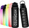 Wolepaz 1 litre Water Bottle with Straw, Motivational Sports Water Bottle with Time Markings, Leakproof BPA-free Tritan Drink Bottle for Running, Bike, Gym, Outdoor, School & Office (Black)