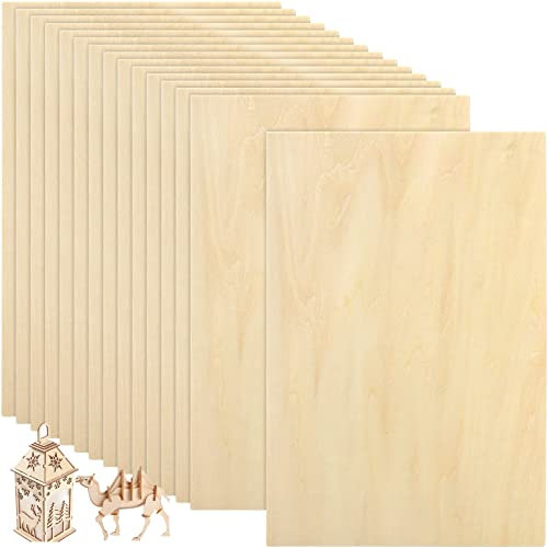 Yopay 15 Pack Basswood Sheets for Crafts, 30×20cm/12x8 inch Unfinished Thin Wood Board for DIY, School Projects, Boat Arts, Drawing Painting, Wood Engraving Plywood Sheets
