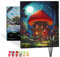Bougimal Painting By Numbers adultes paysage avec cadre incluant pinceaux et peintures acryliques - 40 x 50 cm, Maison champignon fantastique