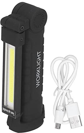 COB-Taschenlampe, COB-LED-Arbeitsleuchte, mit Magnetfuß, Wiederaufladbare USB-Taschenlampe, IP65, Wasserdicht, für Autoreparatur, Notfall, Schwarz