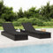 ZEYUAN Sonnenliegen 2 STK. mit Tisch, Liegestuhl, Gartenliege, Relaxliege, Balkonliege, Liegen, Sun Lounger, Freizeitliege, Sommer Liegen, Gartenmöbel, Schwarz Poly Rattan