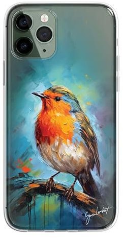 SmartGiftShop British birds Woodland Animals Case OIL Palette Knife Art CLEAR Phone Cover Case Exclusive Artwork for iPhone 14 - Robin