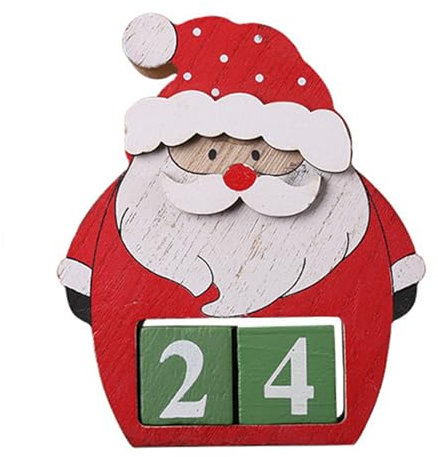ANYBOY Weihnachtsschmuck ,Weihnachtskalender Tischdekoration Kalender Holzornament Ewiger Holzkalender Tischkalender Aus Holz Bambusrot (Red)