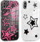 RUMDEY 2 Pack Cute Coquette Stars Print Phone Case for Apple iPhone X/XS 5.8 inches, Soft Slim Fashion Protective Phone Cover for Women Girly, Shockproof TPU Bumper Cover for iPhone X/XS