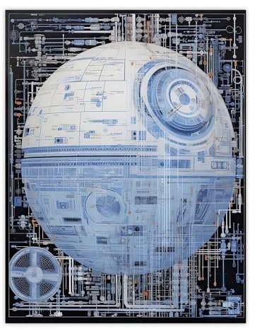 Artery8 Dark Side Engineering Death Star Schematic Blueprint Science Fiction Technology Design Extra Large XL Wall Art Poster Print
