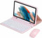 CLALOC Étui pour Clavier pour Samsung Galaxy Tab A9 Tablette 8,7 Pouces 2023 SM-X110/X115/X117 avec Souris,Clavier sans Fil Bluetooth Détachable, Housse pour Stylet pour Galaxy Tab A9,Light Pink