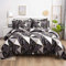 AShanlan Marmor Bettwäsche 135x200 4teilig Schwarz Weiß Grau Bettbezug 2er Set Microfaser Marmor Optik Geometrische Muster Bettwäsche Set und Kissenbezug 80x80 cm mit Reißverschluss