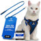 Blue Pawz Katzengeschirr mit Leine - 170cm | Katzengeschirr ausbruchsicher & hochwertig | Katzenleine mit Geschirr für Katzen | Katzen Geschirr für unvergessliche Momente (XS), Blau