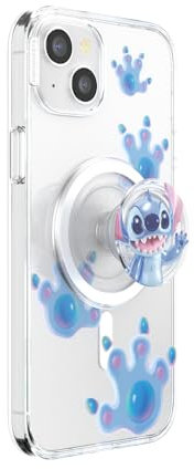 PopSockets iPhone 15 Pro Case with Phone Grip and Slide Compatible with MagSafe, Phone Case for iPhone 14 Pro, Wireless Charging Compatible, Disney Stitch - Clear