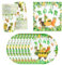 Qcdou Ensemble de vaisselle de fête dinosaure - Assiettes de fête d'anniversaire - Gobelets en papier - Assiettes en carton - Pour anniversaire d'enfant - Fête à thème des vacances - Décoration pour