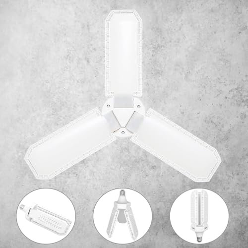 E26/E27 Bayonet LED Garage Light 45W, 6500K Daylight White 4500Lm Deformable Workshop Lamp with 3 Adjustable Panels, LED Ceiling Lighting, for Garages, Basement, Warehouse, Attic, Gym,(Pack of 1)