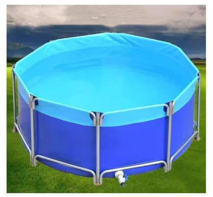 Piscina con Almacenamiento de Agua, Piscina con Estructura de Metal, Piscina para Peces al Aire Libre sobre el Suelo con Lona, con Soporte de Metal, Lona de PVC (Color: Azul, tamaño: 200 x 1