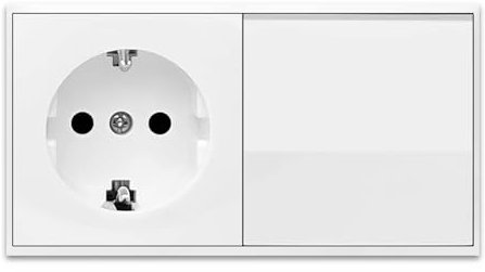Enchufe de Schuko con Interruptor, Enchufe de Pared, Toma de Corriente Doble, Enchufe y Interruptor para Montaje en Superficie, 10AX,16A,250V, Ideal para el Hogar y la Oficina, Serie Blanca
