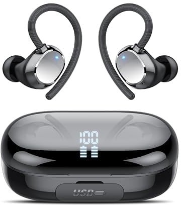 Bluetooth Kopfhörer Sport, 2025 in Ear Kopfhörer Kabellos Bluetooth 5.3 mit HD Mic, Herausragender Sound, 128 Std Spielzeit, Comfort Fit, Dual LED-Anzeige, IP7 Wasserdicht Ohrhörer mit Ohrhaken
