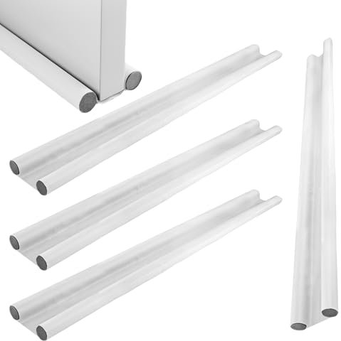 YAYODS 4 Stück Zugluftstopper für Türen 96cm - Weiß PU Türdichtung Zugluftstopper Türzugstopper mit Doppeldichtung - Windstopper Tür Luftzugstopper, Türunterdichtung Schutz vor Luftzug und Lärm