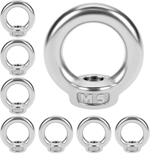 QWORK® 8 Stück Ringmuttern M5, 304 Edelstahl, Ringösen M5, Ringschrauben, für Hebezubehör